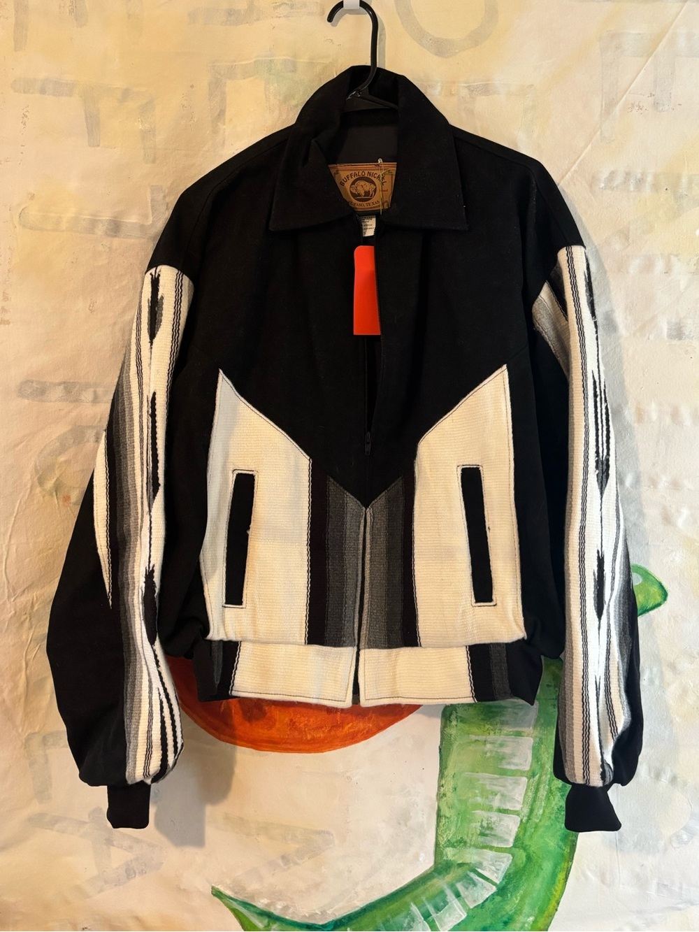80s Black and White Zip Up Western Jacket